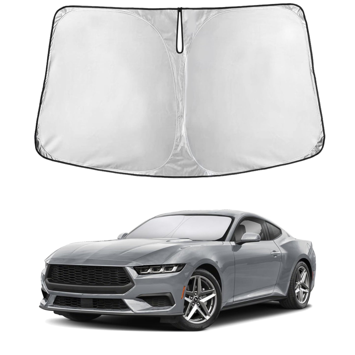EcoNour Car Windshield Sunshade | Blocks 99% Heat & Keeps Interior Cool | Universal Fits Cars, SUVs, Trucks | Automotive Sun Screen, Visor & Car Accessories for Summer | Medium (64x32 Inches)