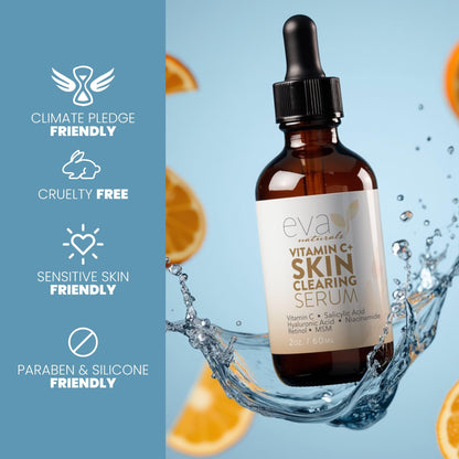 Eva Naturals Vitamin C Serum für das Gesicht – Anti-Aging Dark Spot Remover mit Retinol, Hyaluronsäure, Niacinamid & Salicylsäure – Gesichtsserum für Frauen für klare, glatte, strahlende Haut