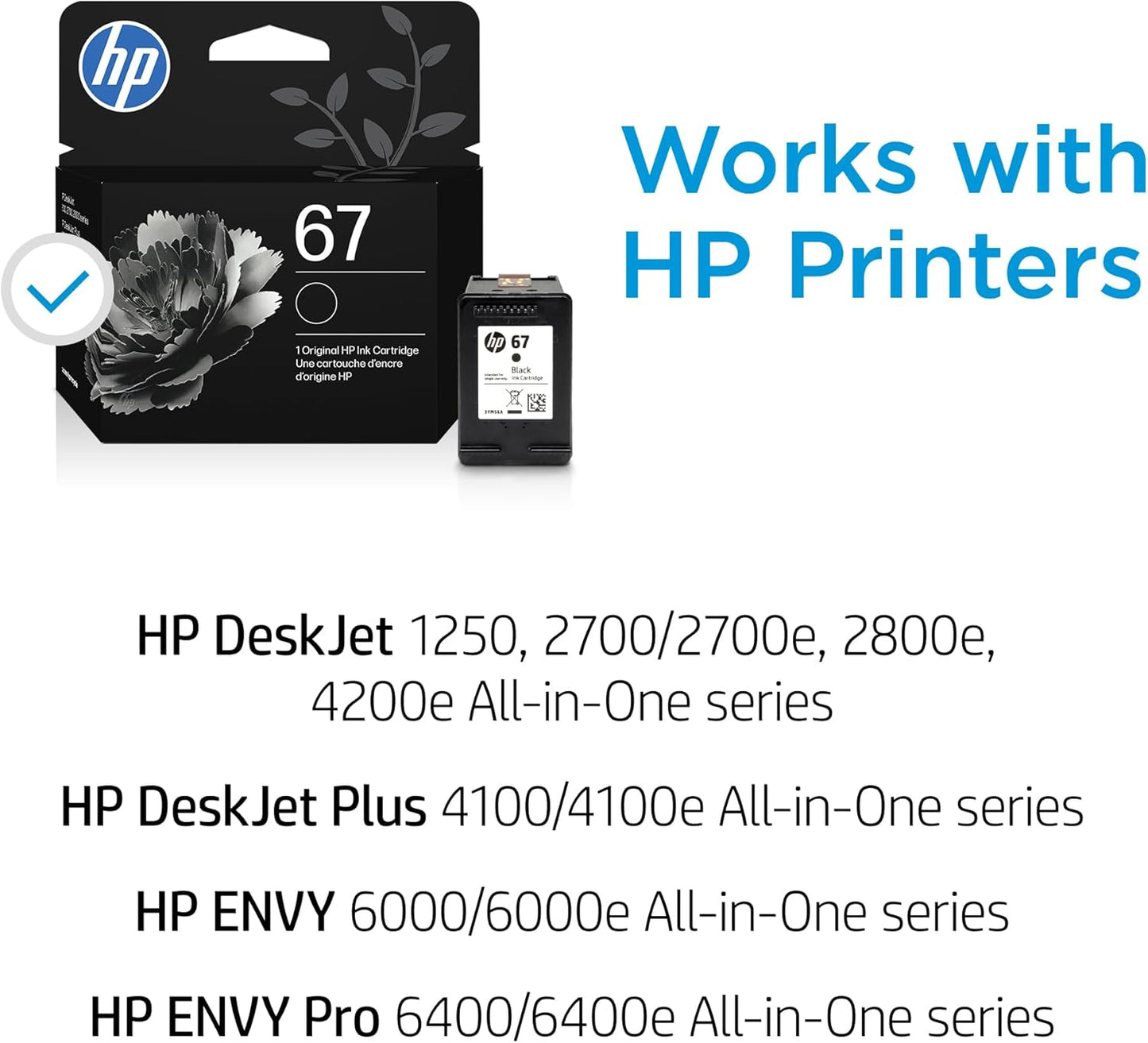 Original HP 67XL Schwarze Tintenpatrone mit hoher Reichweite | Kompatibel mit HP DeskJet 1255, 2700, 4100er Serien, HP Envy 6000, 6400er Serien | Für Instant Ink geeignet | 3YM57AN