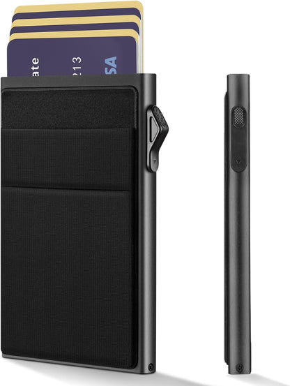 YESIIW Minimalist Pop up Card Holder Wallet for Men RFID Blocking | Slim Business Credit Card Wallet with Money Pocket | Aluminum Metal Bank Card Case for Notes and Coins and Debit Cards
