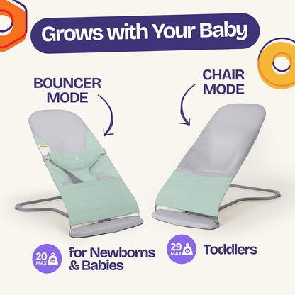 ComfyBumpy Ergonomische Babywippe – Inklusive Reise-Tragetasche – Sichere, tragbare Wippe mit verstellbarer Höhe – Babywippe, perfekt für Neugeborene (Grau)
