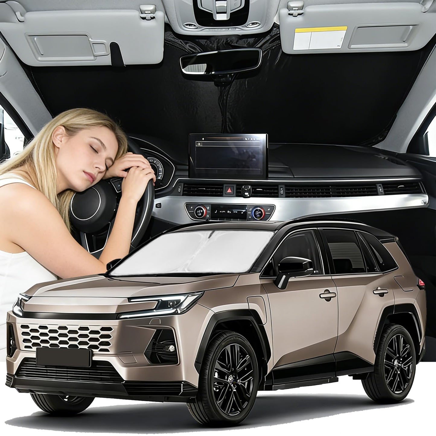 for Toyota Tacoma 2016-2023 2024 2025 2026 Sun Shade Sunshade Windshield Cover - 4 Layers Front Window Shade Custom Fit Tacoma 2Dr 4Dr Pickup Sun Visor 240T Shade Blocks UV Rays Car Accessories