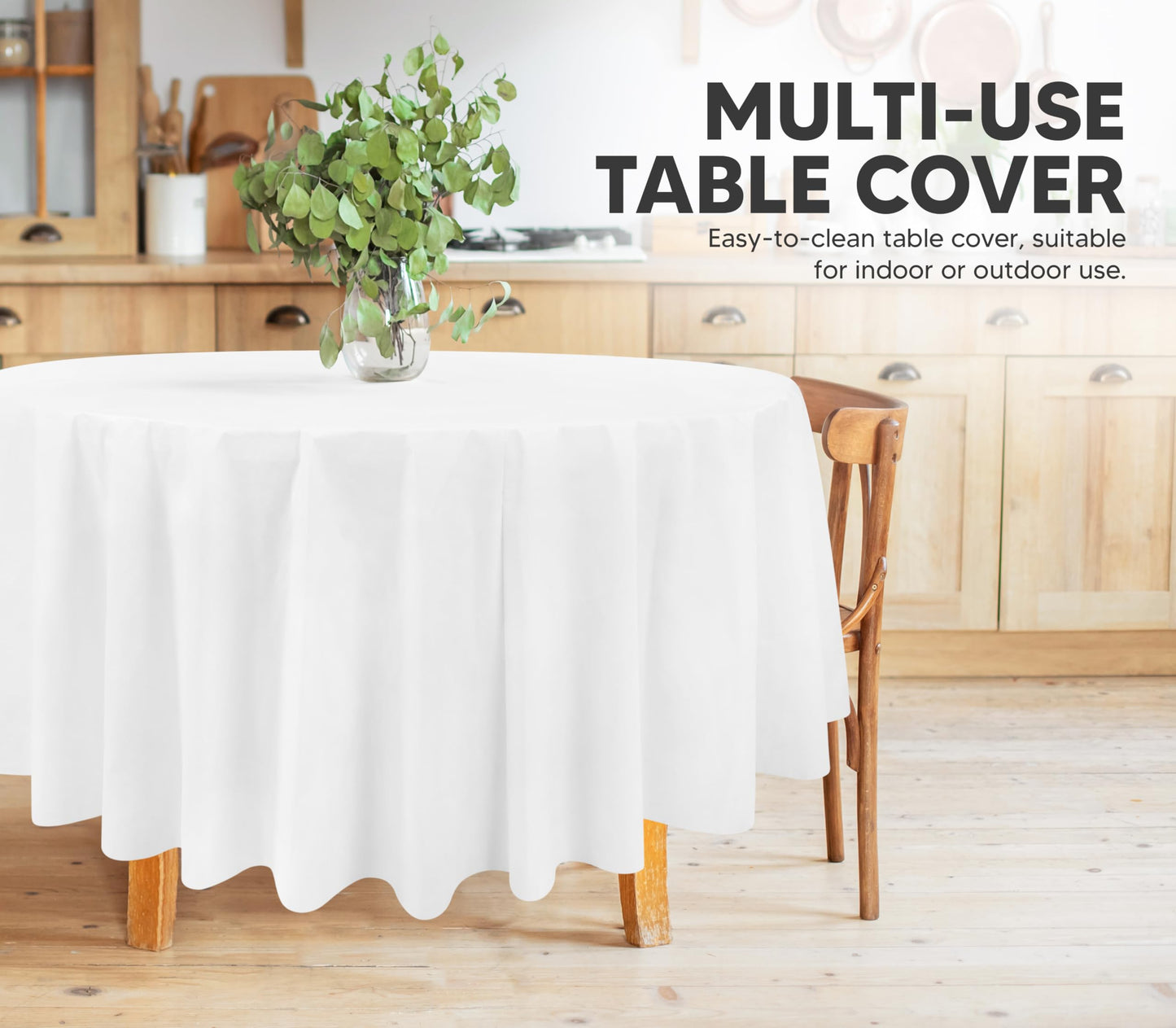 Utopia Kitchen Einweg-Tischdecke aus Kunststoff (12er Pack – 137x274 cm) Weiß Rechteckige Tischdecke Wasserdicht Schmutzabweisend Party-Tischdecke
