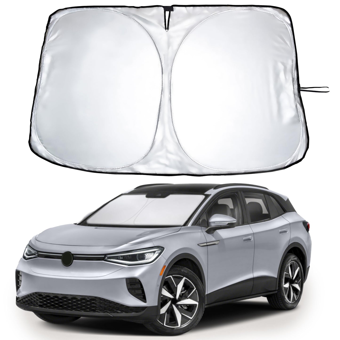 EcoNour Car Windshield Sunshade | Blocks 99% Heat & Keeps Interior Cool | Universal Fits Cars, SUVs, Trucks | Automotive Sun Screen, Visor & Car Accessories for Summer | Medium (64x32 Inches)
