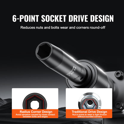 VEVOR 91-Piece 1/2" Drive Impact Socket Set, SAE (5/16" to 1-1/4") & Metric (8 to 32 mm), CR-V, Deep & Shallow, 6 Point, Ratchet Handle, Universal Joint, Adapters, Extension Bars (3, 5, 10 in)