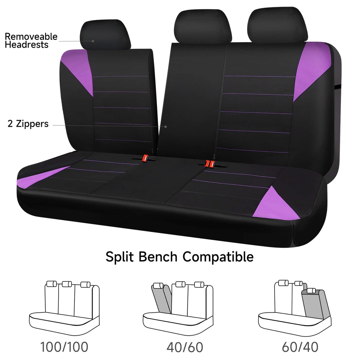 CAR Pass Neoprene Waterproof Two Front Car Seat Covers Set- Universal Fit for Vehicles, Airbag Compatiable(Black)