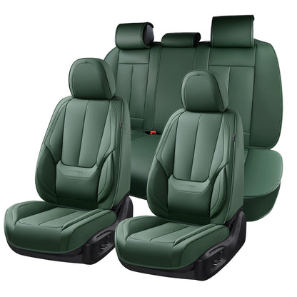 Coverado Car Seat Covers 5 Pieces, Full Set Universal Seat Covers for Cars, Waterproof Nappa Leather Auto Seat Protectors with Head Pillow, Car Interiors Fit for Most Sedans SUV Pick-up Truck, Black