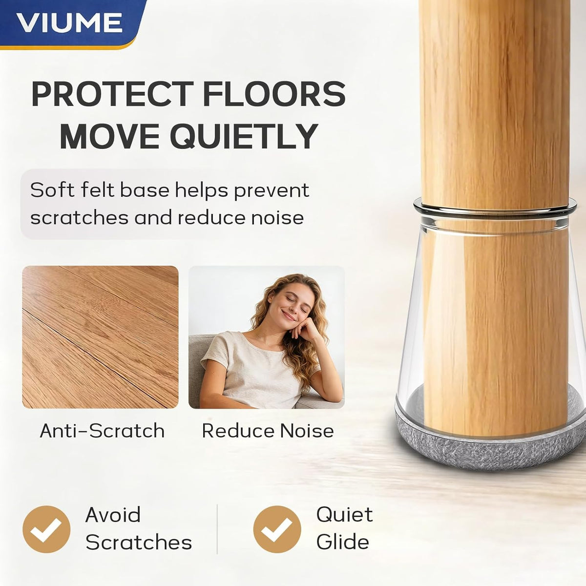 Chair Leg Floor Protectors 24PCS Furniture Sliders for Hardwood Floors, Silicone Chair Leg Protectors for Protecting Floors from Scratches and Noise, Clear-Universal Large