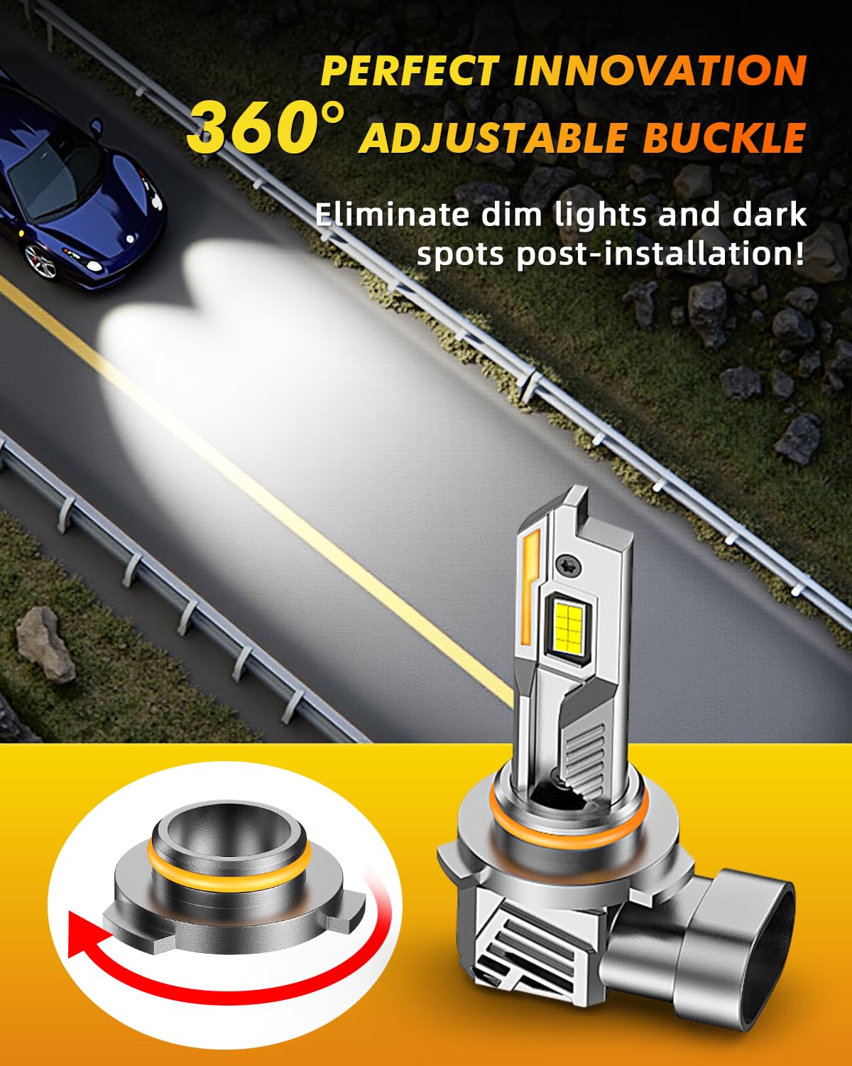 Termitor 2026 Upgraded H13/9008 Light Bulbs, 100,000LM 15X Ultra-Bright, 6500K Pure White 9008/H13 Fog Light Off-Road Conversion Kits, Easy Plug-N-Play Installation, IP68 Waterproof, Pack of 2