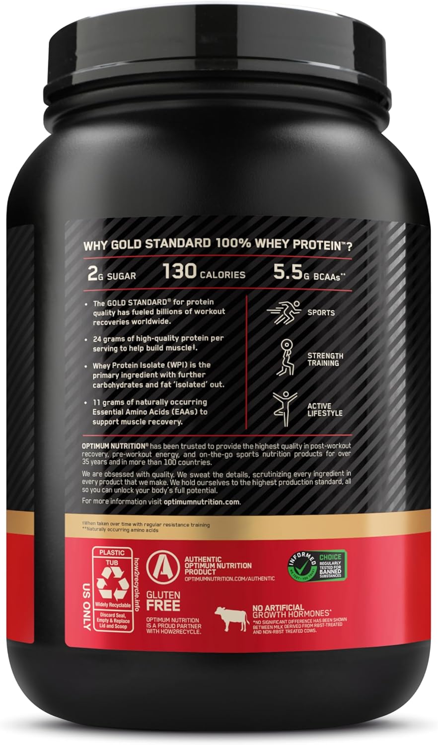 OPTIMUM NUTRITION Gold Standard 100% Whey Protein Powder, Banana Cream, 907g - [packaging may vary]