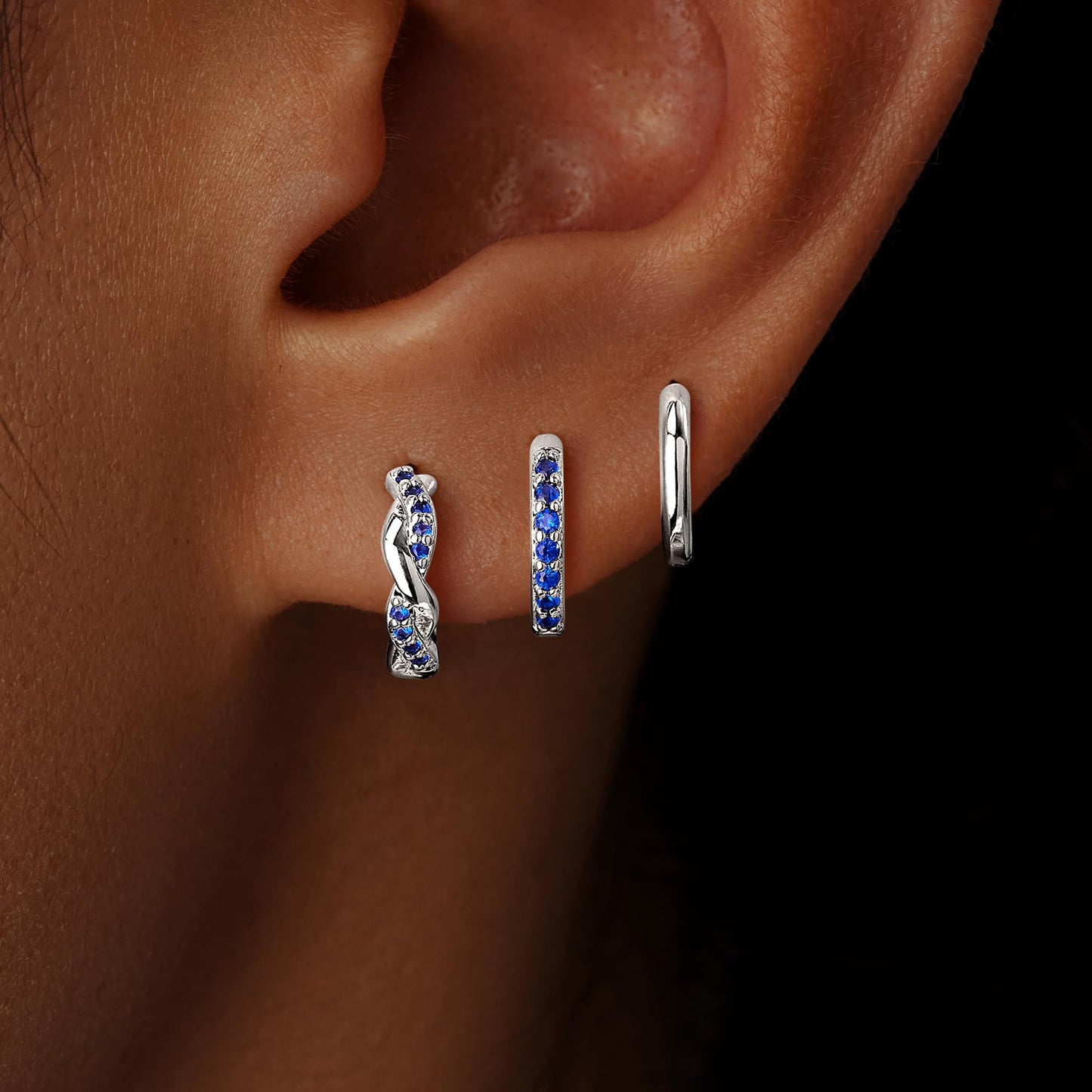 Inerney 14K Gold Plated Huggie Hoop Earrings for Women, Small Sterling Silver Earring Set Hypoallergenic Cartilage Helix Stacks, Mini Dainty Cute Trendy Birthstone Jewelry Gift for Multiple Piercings