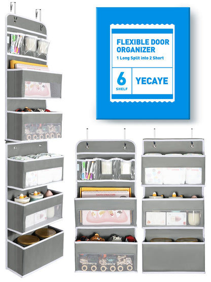 Yecaye 1 Pack Over the Door Organizer, 35.2lbs Load Toy Stuffed Animal Storage, Swing-proof Hanging Bathroom Organizers and Storage for Nursery Newborn Baby Essential Stuff Dorm Room Essentials