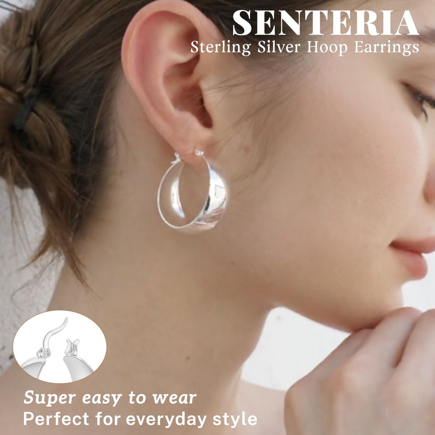 Senteria Dicke, klobige, vergoldete Creolen für Frauen, hypoallergene, 14K vergoldete Creolen, leichte, große goldene Creolen für Frauen, 30 MM