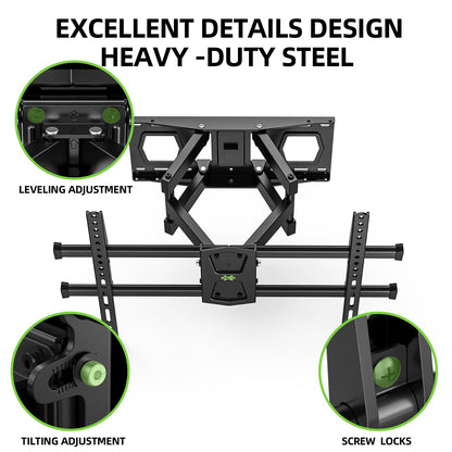 USX MOUNT Swivel TV Wall Mount for 26-60 Inch TVs up to 80 lbs, Single Articulating Arm, Full Motion TV Wall Mount Bracket with Swivel and Tilt, Max VESA 400x400mm