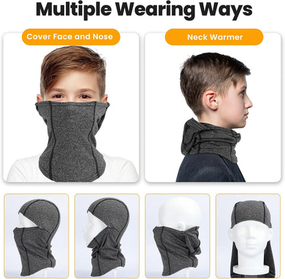 Kinder Sturmhaube Skimaske Kinder Schal Kinder Fleece Nackenwärmer Kälteschutz Gesichtsmaske für Jungen Mädchen Schwarz