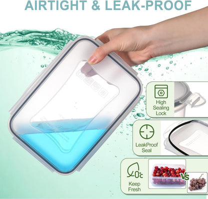 Pure Future 10-teiliges Set (5er-Pack, 1 l) Borosilikatglas-Lebensmittelbehälter mit verbesserten abnehmbaren Verschlussdeckeln – auslaufsichere Essenszubereitungs-Lunchboxen, ofen-/mikrowellengeeignet