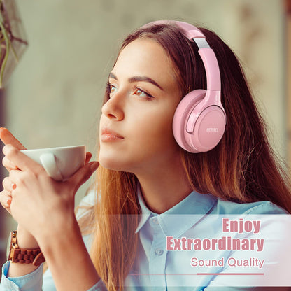 Auriculares Bluetooth BERIBES de diadema, 65H de reproducción y 6 modos de ecualización Auriculares inalámbricos con micrófono, auriculares plegables ligeros HiFi estéreo, graves profundos para oficina en casa, teléfono móvil, PC, etc.