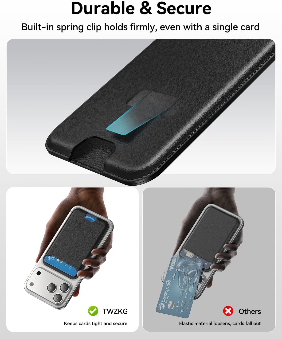 für MagSafe Wallet, 3 Kartenfächer, magnetische schlanke Handy-Geldbörse für iPhone 17/16/15/14/13/12 Pro Max Plus Air Serie, RFID-blockierendes veganes Leder, Schwarz