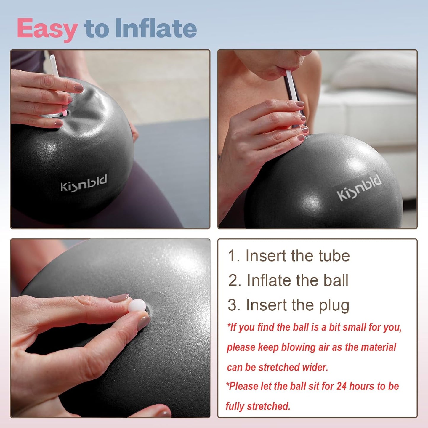 kisnbld Kleiner Gymnastikball, 9 Zoll Mini Pilates Ball, Anti-Burst und Rutschfester Mini Yoga Ball für Stabilität, Fitness, Physiotherapie, Dehnung und Rumpfkrafttraining zu Hause, im Fitnessstudio und Büro