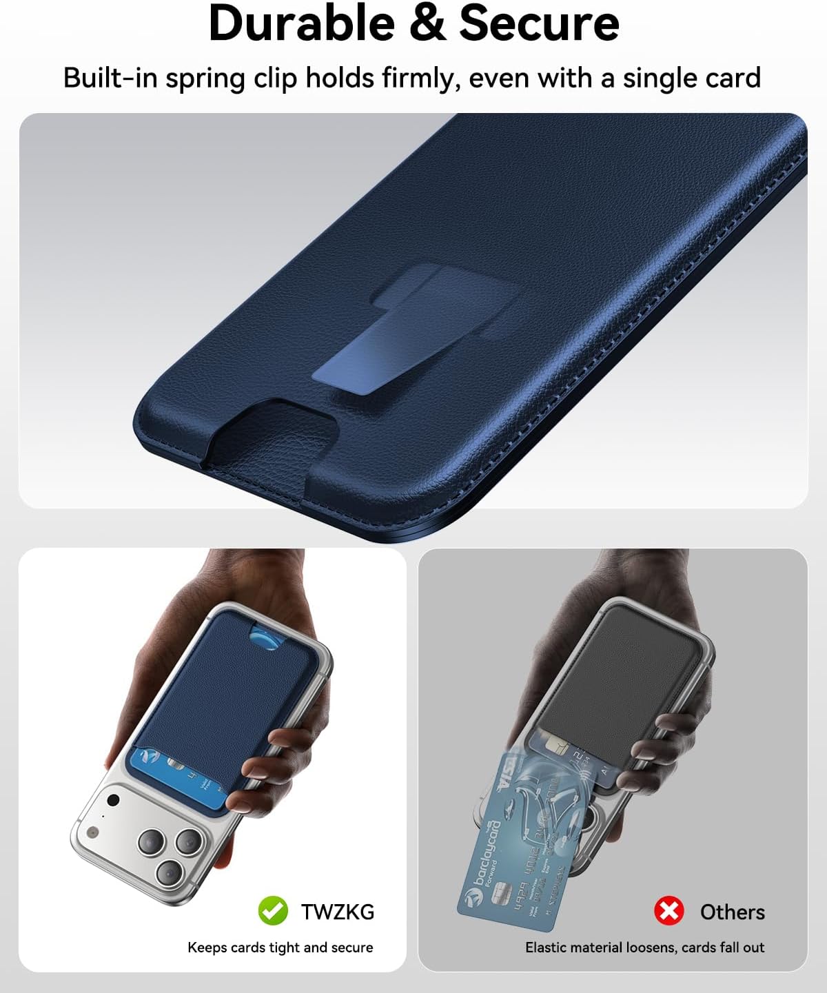 für MagSafe Wallet, 3 Kartenfächer, magnetische schlanke Handy-Geldbörse für iPhone 17/16/15/14/13/12 Pro Max Plus Air Serie, RFID-blockierendes veganes Leder, Schwarz