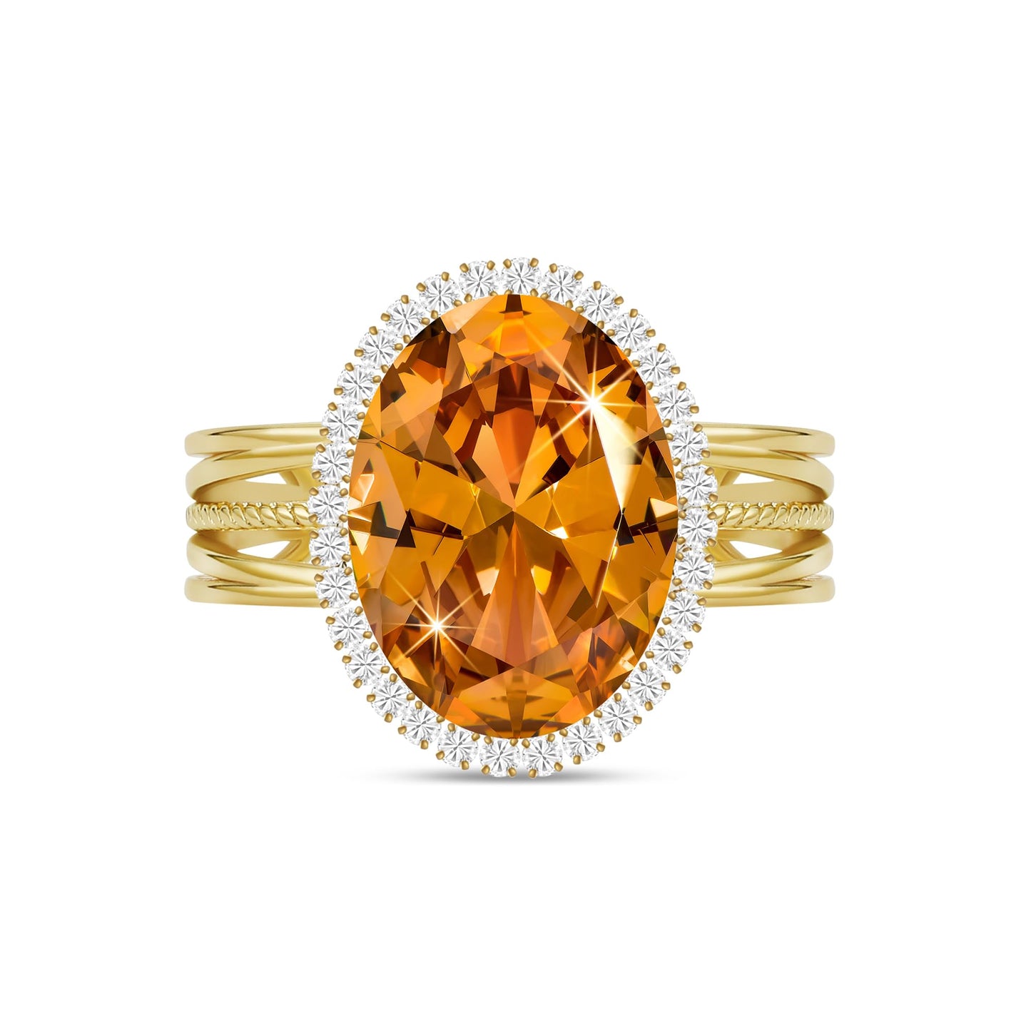 Linawe Birthstone Chunky Adjustable Rings for Women, Gold/Silver/Rose Gold Statement Rings, Imitation Diamond Fake Gemstone Crystal Cocktail Ring, Cubic Zirconia Costume Jewelry