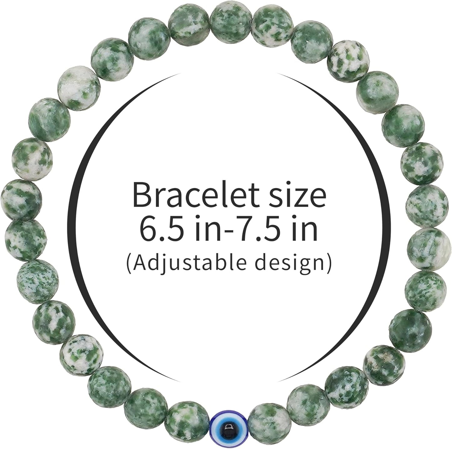 6 mm Böses Auge Armband aus schwarzen Kristallen – verstellbares Set aus Natursteinen für Herren und Damen, Schutzamulett als Geschenk für den Alltag/Geburtstag/Jahrestag