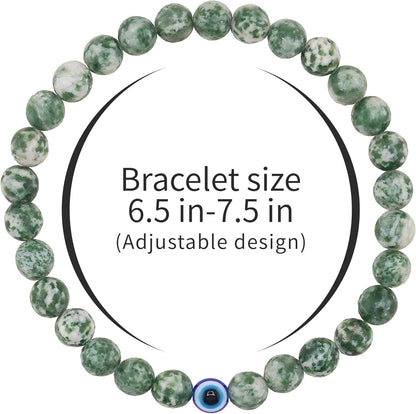 6 mm Böses Auge Armband aus schwarzen Kristallen – verstellbares Set aus Natursteinen für Herren und Damen, Schutzamulett als Geschenk für den Alltag/Geburtstag/Jahrestag