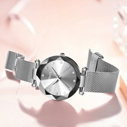CIVO Damenarmbanduhr, wasserdichte analoge Quarzdameuhr für Damen, Roségold-Mesh-Armband, elegant, luxuriös, Designer-Damenuhr mit Diamant-Zifferblatt