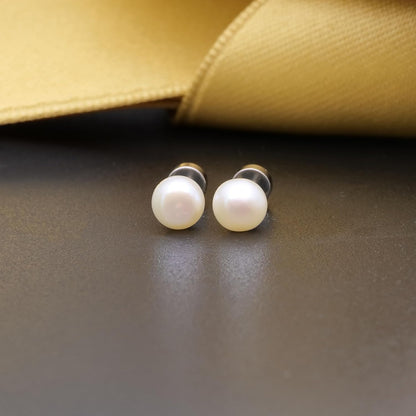 Limerenz Hypoallergene F136 Titan Schraub-Perlen-Ohrstecker (Flat Back Sleeper Earrings) Implantatqualität 20G Kleine Ohrstecker für empfindliche Ohren (5mm Perle)
