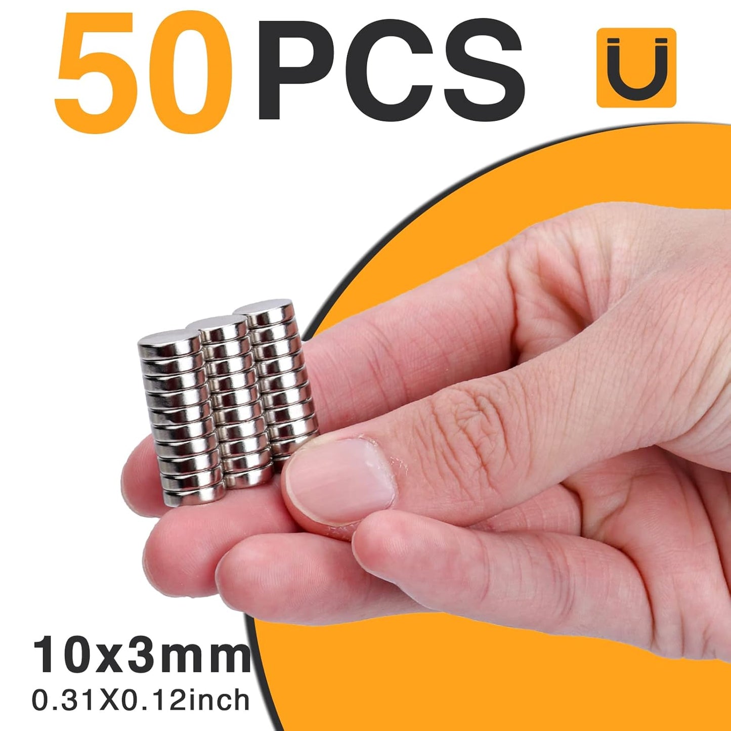 TRYMAG Klein 10x3mm 50 Stück Seltenerdmagnete, 50 Stück Winzige Runde Kühlschrankmagnete für Whiteboard, Kühlschrank, DIY, Küche, Büro