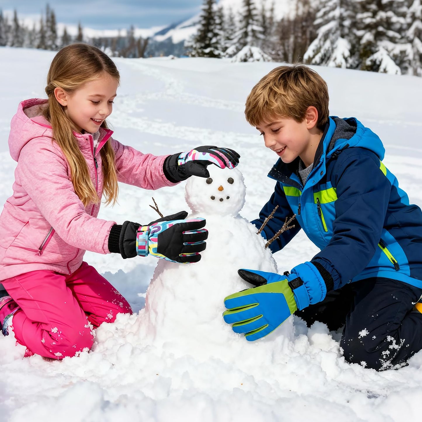 ThxToms Kinder Winterhandschuhe Wasserdichte Ski-Snowboardhandschuhe für Outdoor-Sportarten, Jungen und Mädchen Kaltwetter-Fahrradhandschuhe