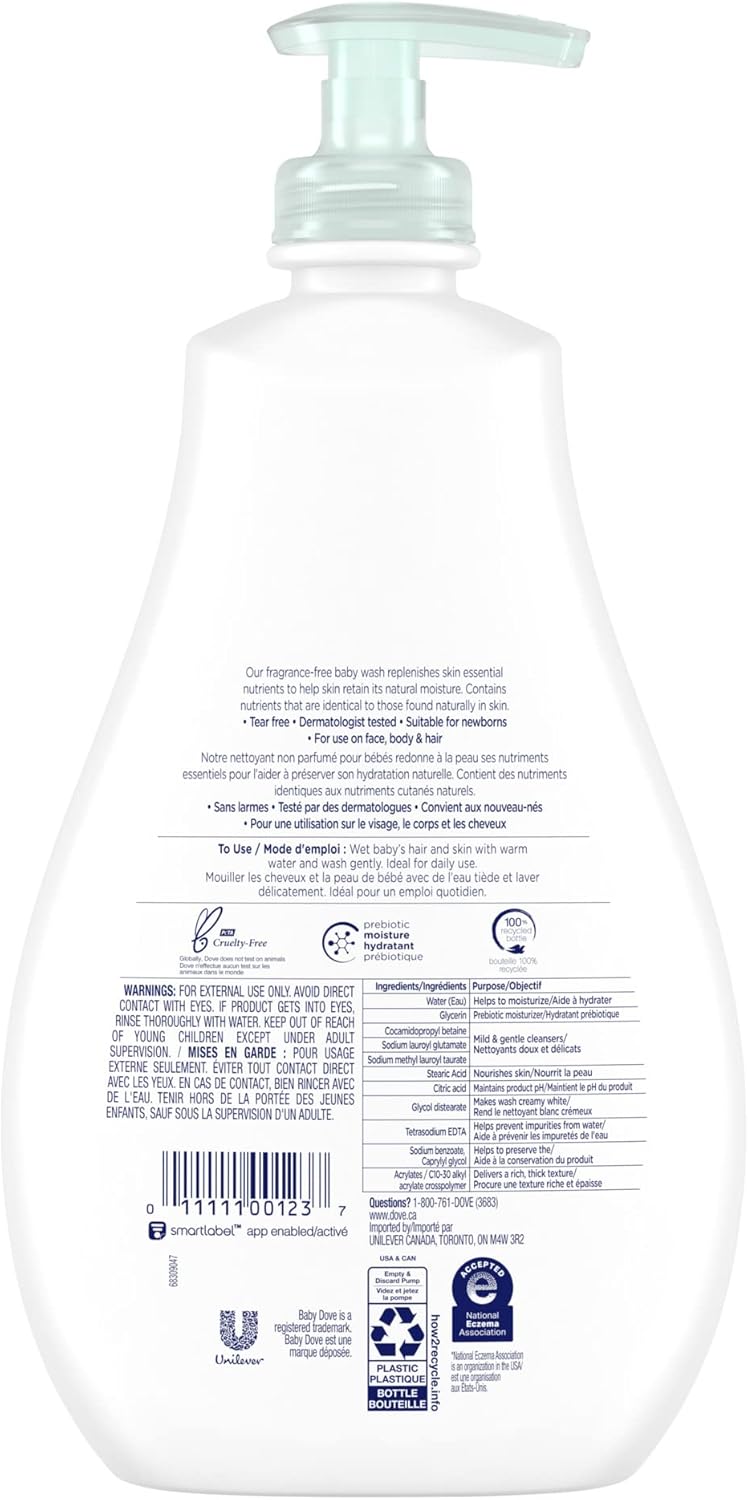 Baby Dove Tip to Toe Waschgel Sensible Feuchtigkeit hypoallergen und parfümfrei 591 ml
