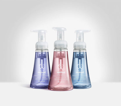 Method Schaumseife für die Hände, Biologisch Abbaubare Formel mit Schaumseifenspender aus 100 % Recyceltem Plastik, Duftnote Waterfall, 300 ml Seifenpumpflaschen, 3er-Pack, Klar