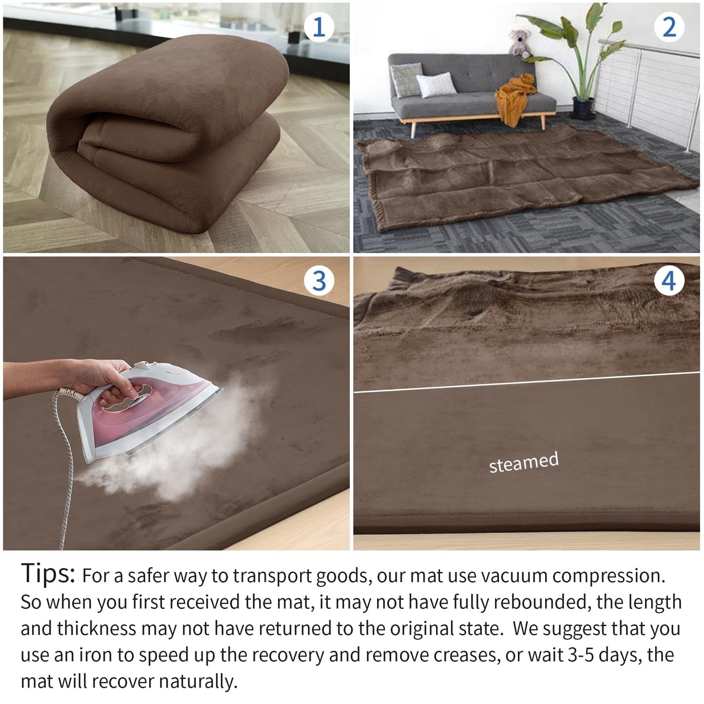 Huloo Sleep Ultra Soft Baby Spielmatte für den Boden, 3,3 cm dicke Elasti-Foam 127x127 cm Laufgittermatte für Kleinkinder, rutschfeste Rückseite, sicher zum Krabbeln und für die Bauchlage, Tatami-Stil (Dunkelgrau)