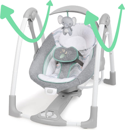 Ingenuity ConvertMe 2-in-1 Kompakte tragbare automatische Babyschaukel & Babysitz, batteriebetriebene Vibrationen, Naturgeräusche, 0-9 Monate 2,7-9 kg (Raylan)
