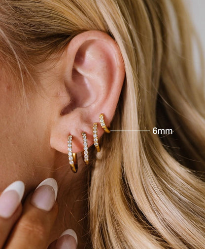 Gold CZ Huggie Earrings for Women