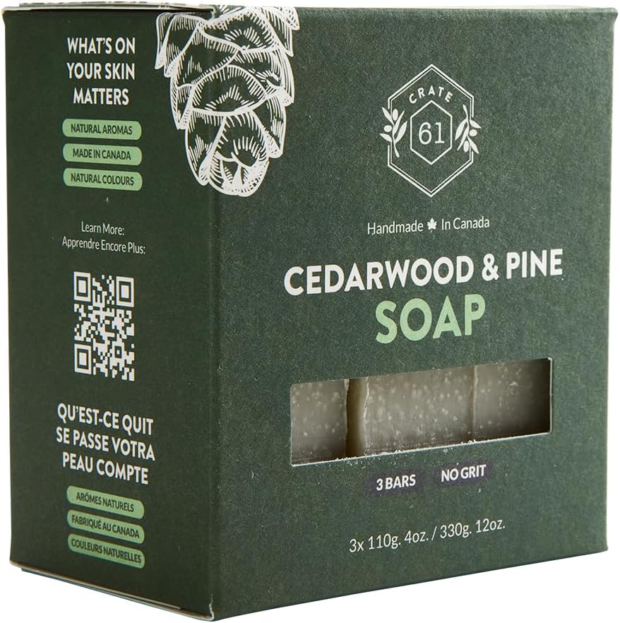 CRATE 61 ORGANICS Vegane Naturseife, handgemachte Seife mit hochwertigen ätherischen Ölen, kaltgepresst für Gesicht und Körper für Männer und Frauen, 3er-Pack (4 oz, Riegel) (Eucamint)