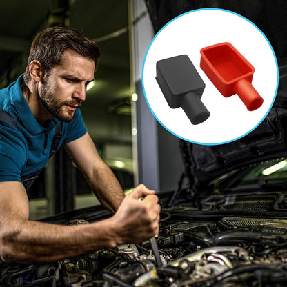 6 St. Batterieklemmenabdeckung, Batterieschutz, isolierende Batterieabdeckung für Auto, weiche Gummi-Abdeckungen für Plus- und Minuspol-Anschlüsse, obere Pol-Kappe für Auto, Schiff, Motorrad, LKW (Rot/Schwarz)
