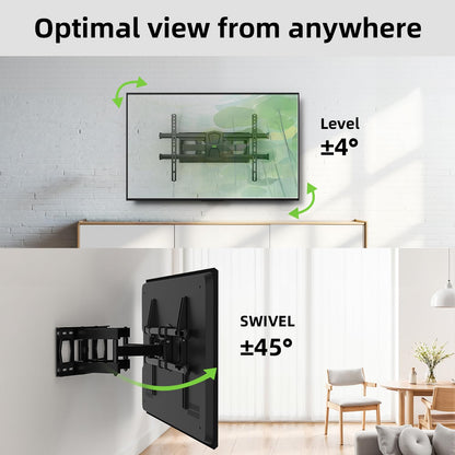 USX MOUNT Swivel TV Wall Mount for 26-60 Inch TVs up to 80 lbs, Single Articulating Arm, Full Motion TV Wall Mount Bracket with Swivel and Tilt, Max VESA 400x400mm