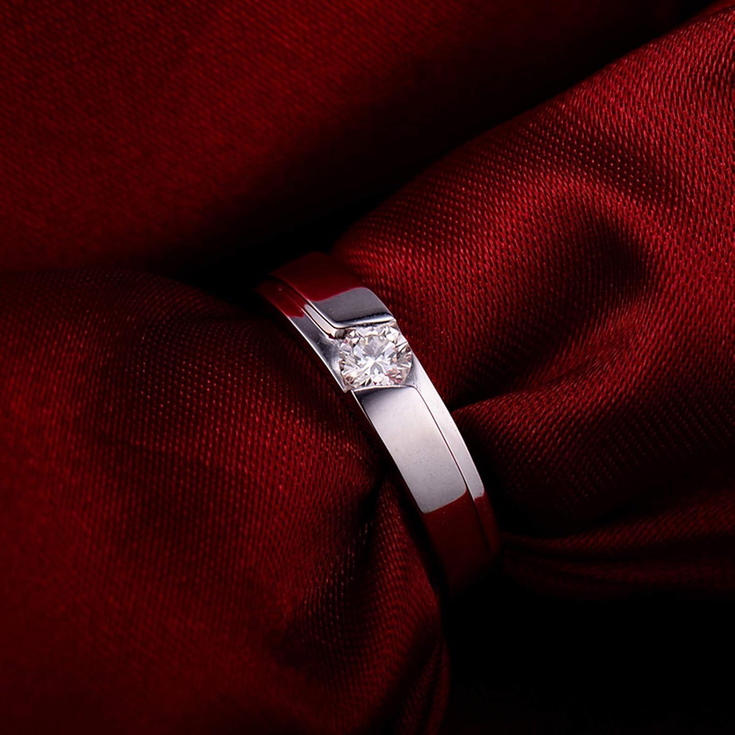 Matching Rings for Girls, 0.2ct Diamond Accent Ring Pt900 Platinum Anniversary Rings for Her