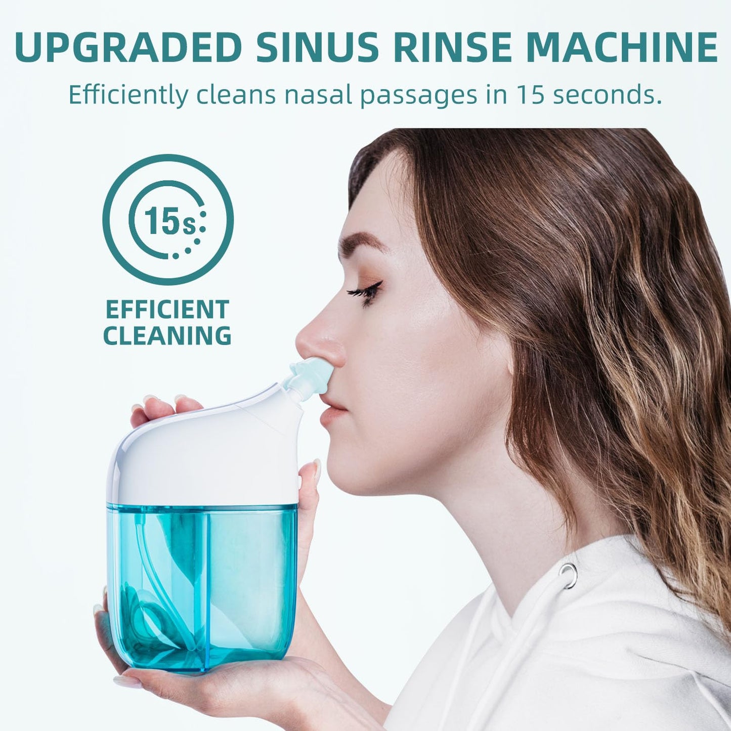 Nasal Irrigation System, Nasal Rinse Machine, Sinus Rinse Machine, Sinus Cleaner Machine with Water Tank & Waste Collection Tank - Nose Cleaner for Sinus,SinusAdult,Allergy Relief - Blue