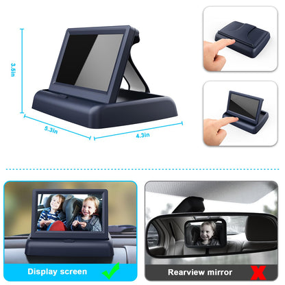 Baby Car Mirror with 4.3'' HD Night Vision Function Display, Safety Car Seat Camera with Wide Crystal Clear View, Easily Observe The Baby’s Move(Not USB)