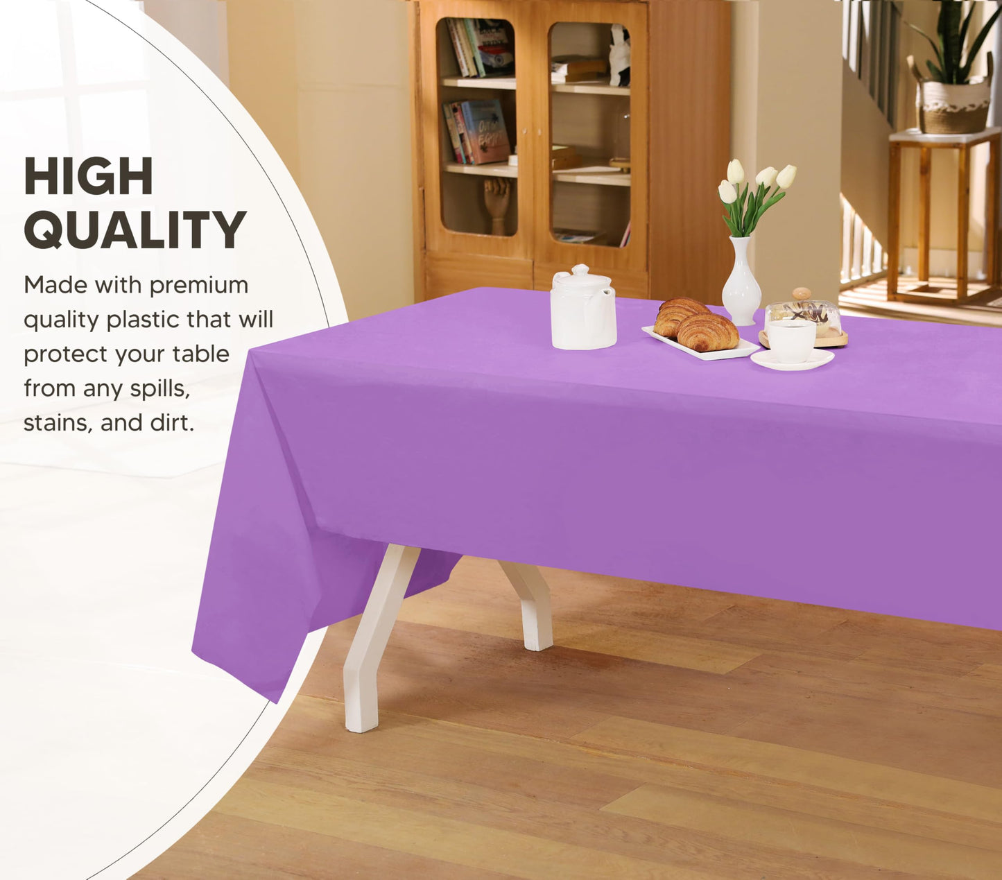 Utopia Kitchen Einweg-Tischdecke aus Kunststoff (12er Pack – 137x274 cm) Weiß Rechteckige Tischdecke Wasserdicht Schmutzabweisend Party-Tischdecke