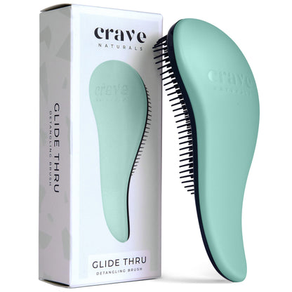 Crave Naturals Glide Thru Entwirrbürste für Erwachsene und Kinder. Entwirrbürste für natürliches, lockiges, glattes, nasses oder trockenes Haar. Haarbürsten für Frauen. Stylingbürste (Blau)