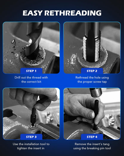 Orion Motor Tech 172pc Thread Repair Kit, Metric Thread Restorer Kit with HSS Drill Bits Taps Inserts Breakoff Installation Tools, Auto Rethreading Restorer Tool Kit in M5 M6 M8 M10 M12 Sizes