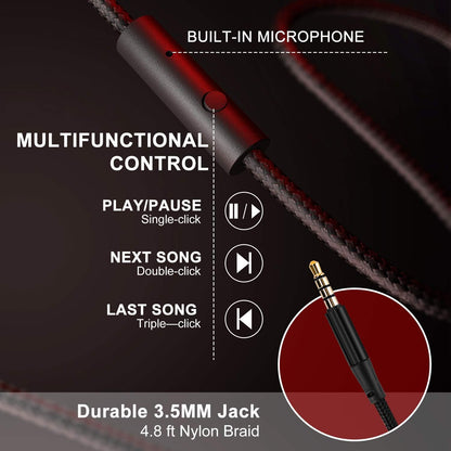 LORELEI X6 Over-Ear Kabelgebundene Stereo-Bass-Kopfhörer mit Mikrofon, Leicht, Faltbar & Portabel mit 1,45M Kabel ohne Verheddern für Smartphone, Tablet, MP3/4, Space Black