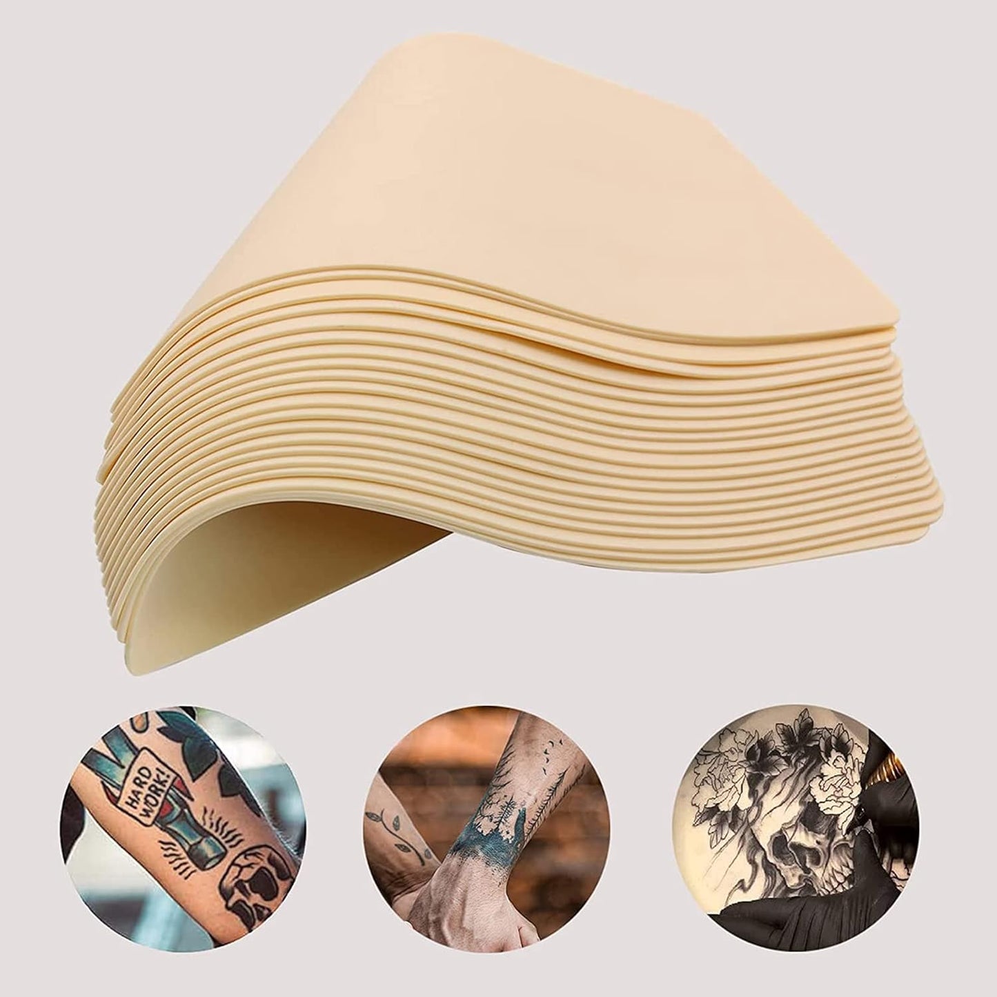 Rayyl Tattoo Übungshaut mit Transferpapier – 20-teiliges Tattoo Übungshaut und Schablonenpapier Set, inklusive 5 Stück Tattoo Übungshaut und 15 Stück Tattoo Transferpapier für Anfänger & erfahrene Künstler Tattoo Zubehör