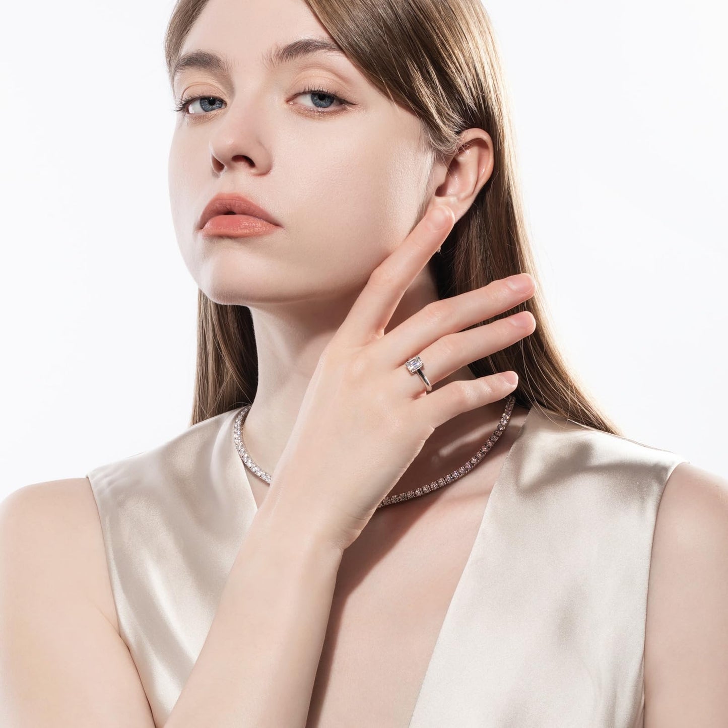 AnuClub Cushion/Emerald/Pear Moissanite Engagement Ring, D Color 925 Sterling Silver, Eternity Wedding Promise Anniversary Band Rings for Women
