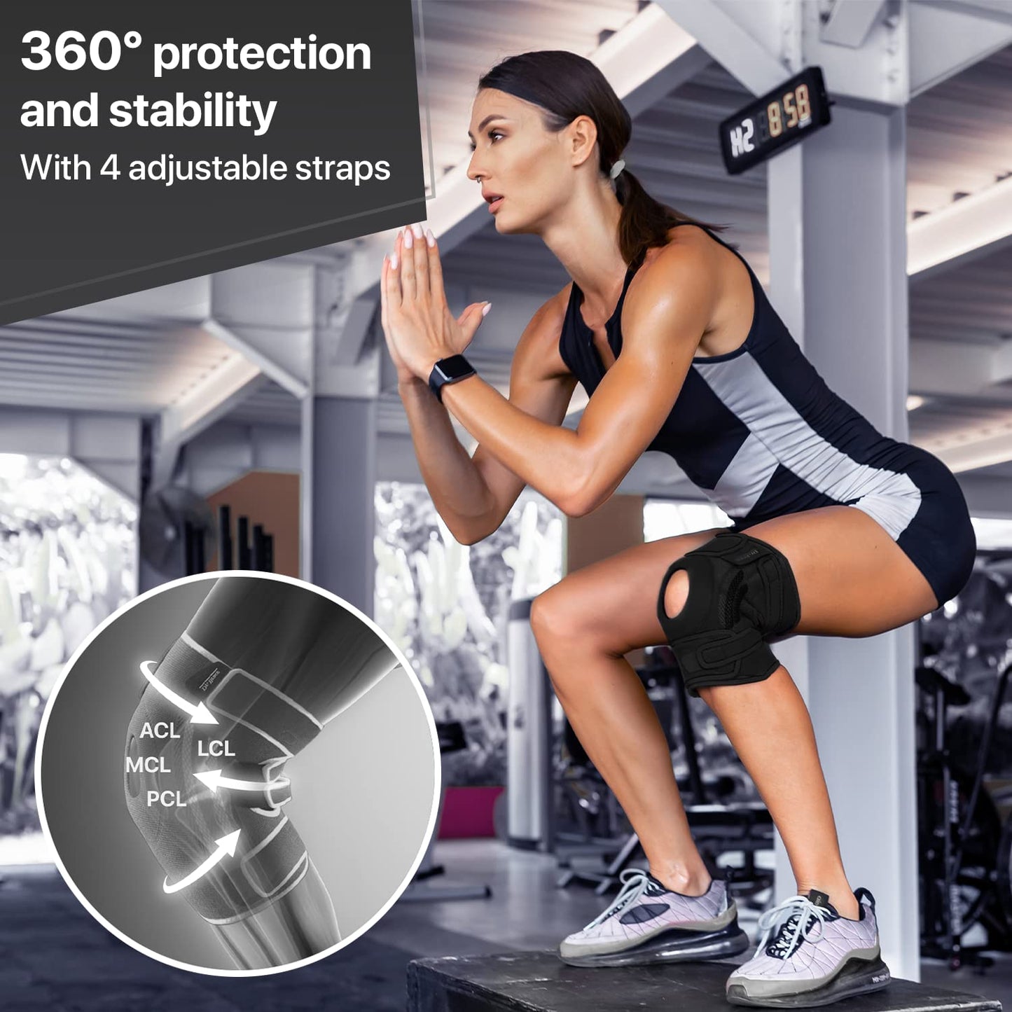 DR. BRACE ELITE Kniebandage mit Seitenstabilisatoren & Patellagelkissen für maximale Knieschmerzlinderung und schnelle Genesung für Männer und Frauen – Bitte sehen Sie sich das Video zur Größenbestimmung an (Mercury, Large)