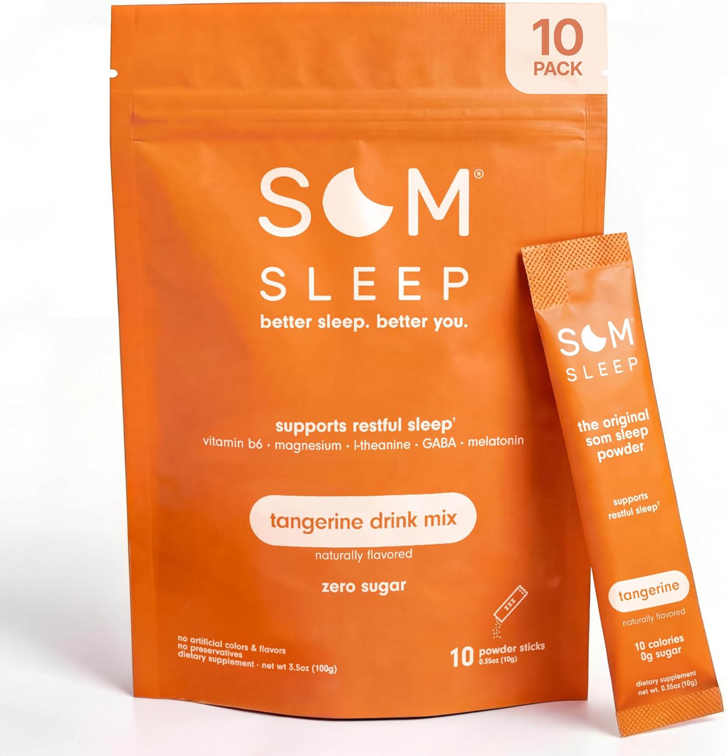 Som Sleep, Sleep Aid Powder Stick Packs – Variety Pack Bundle, 40 Count – Berry, Cherry, Mango & Tangerine – 0 Sugar, 10 Calories – Sleep Support Drink Mix Supplement
